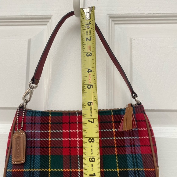 Coach Tartan Plaid Mini Shoulder Bag with Brown Leather Trim - Picture 6 of 9